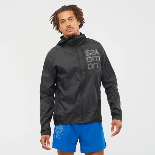 Black Salomon Bonatti Cross Men's Windbreaker | PH 97586K